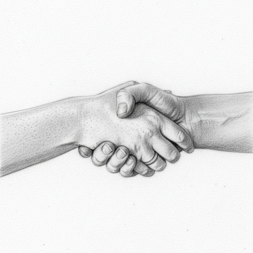 2 Hände die sich gegenseitig schütteln